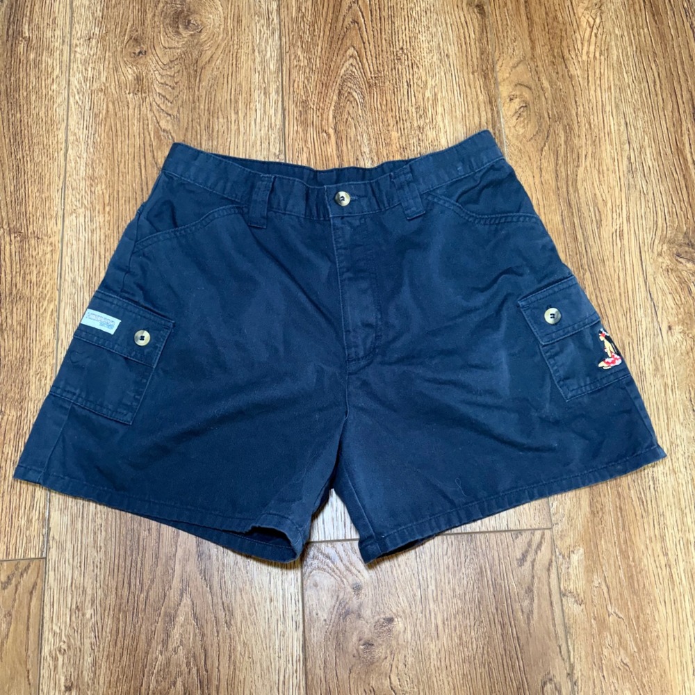 90s Hinano Tahiti Womens Navy Blue Cotton Cargo Shorts Size 29 Embroidered Fiji